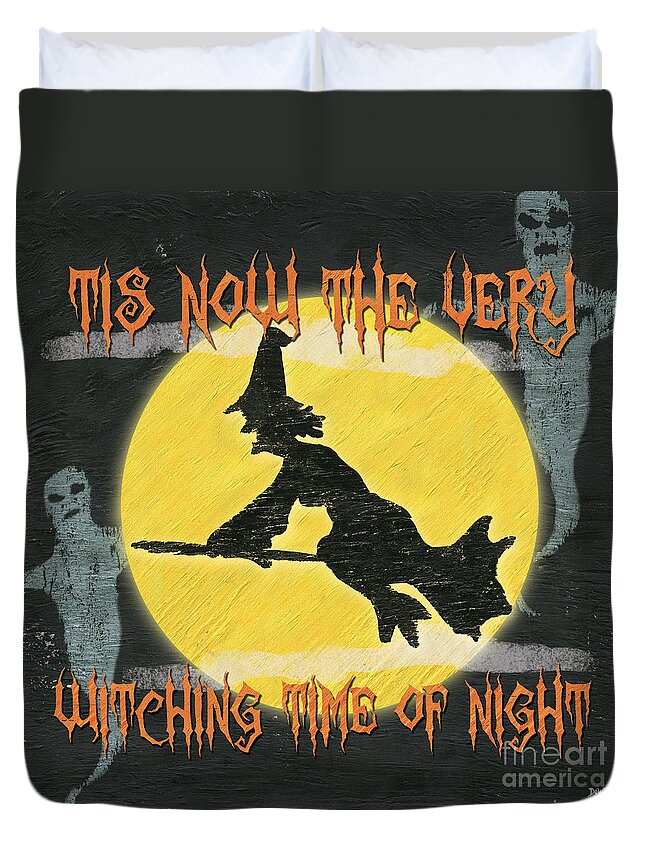 Witches Duvet Cover featuring the painting Witching Time by Debbie DeWitt