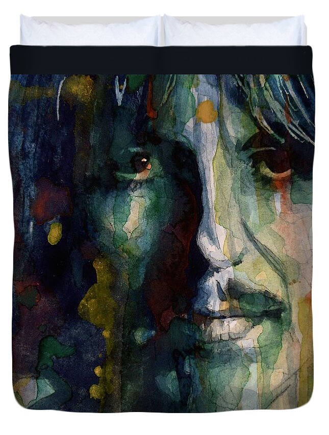 George Harrison Duvet Cover featuring the painting Within You Without You by Paul Lovering