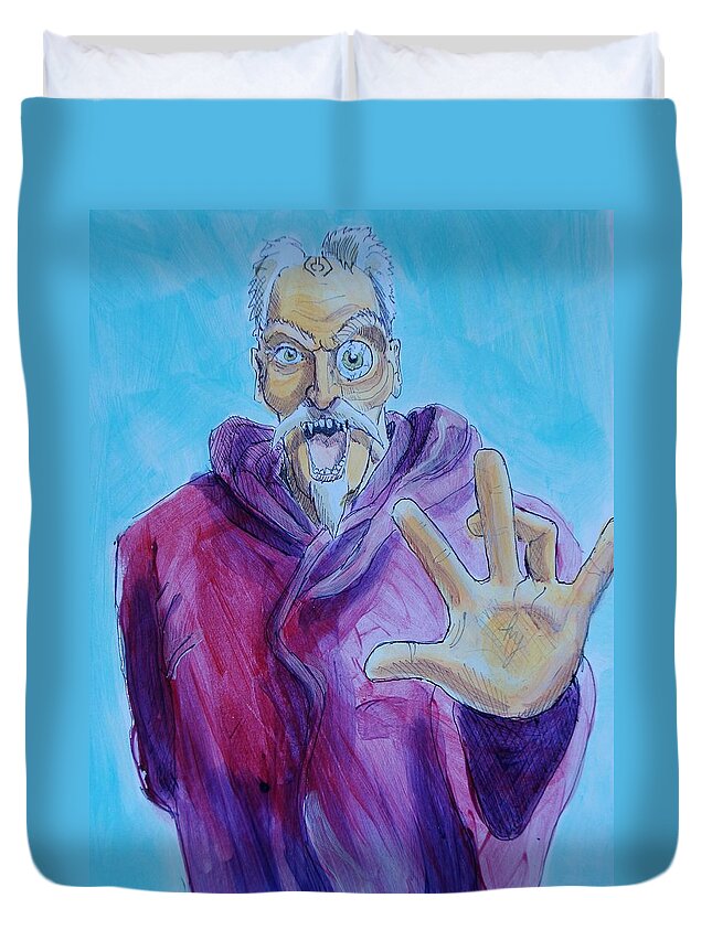 Wizard Duvet Cover featuring the painting Wizard by Mike Jory