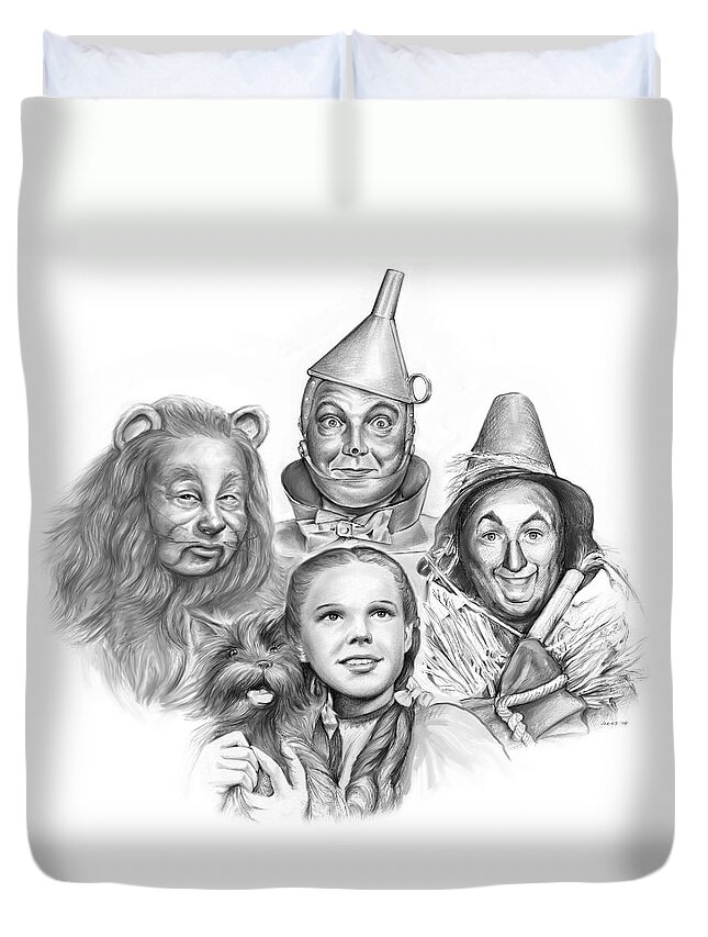 Wizard Of Oz Duvet Cover featuring the drawing Wizard of Oz by Greg Joens
