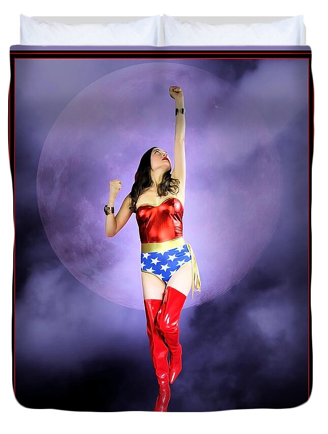 Wonder Woman Duvet Cover featuring the photograph Wonder Warrior Rising by Jon Volden