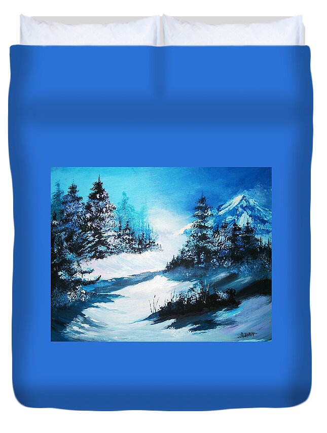Landscapes Duvet Cover featuring the painting Wonders of Winter by Al Brown