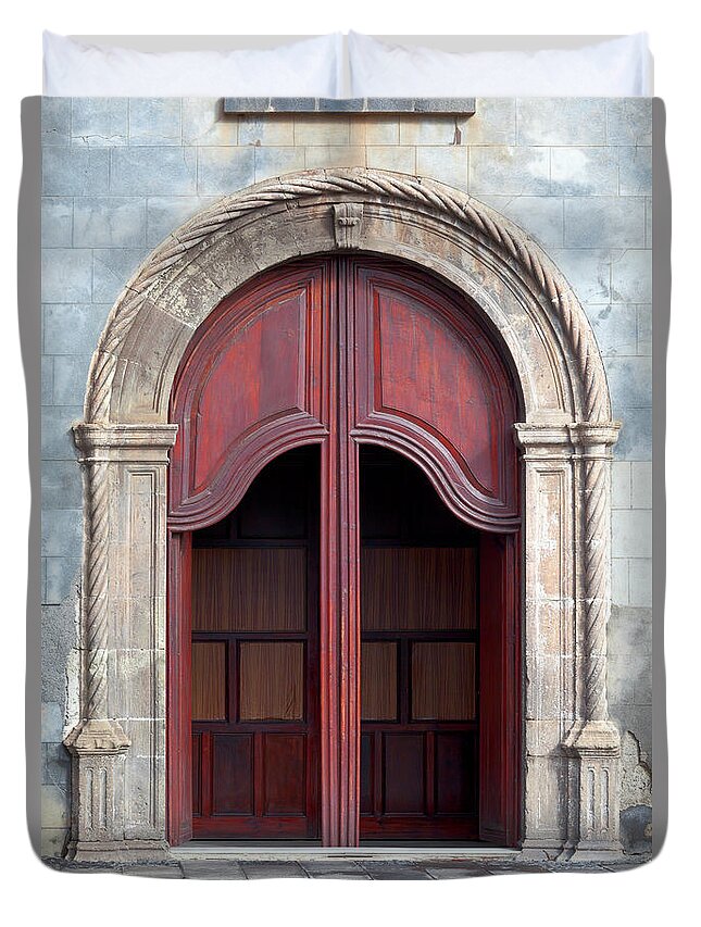 Built Structure Duvet Cover featuring the photograph Wooden Door by Mm88