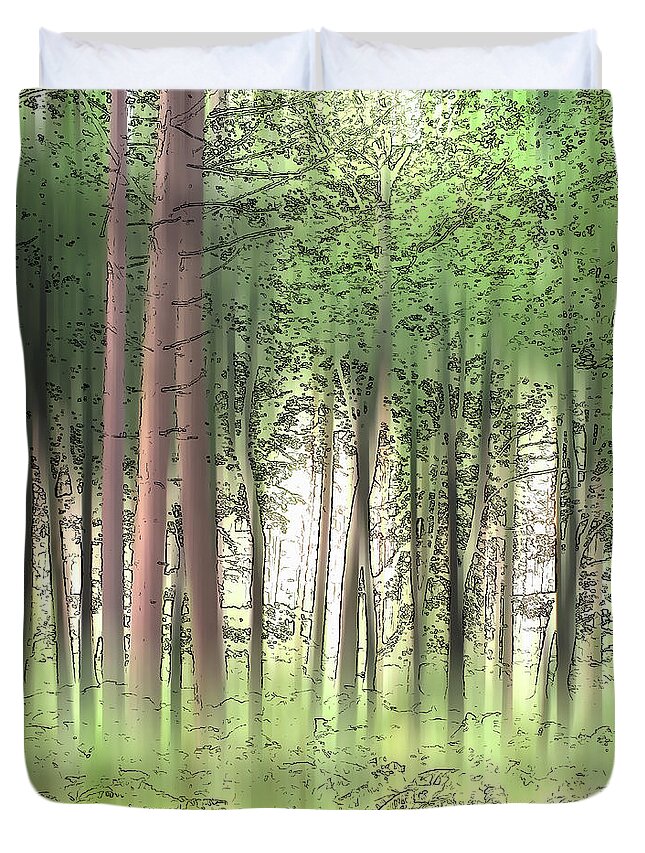 Beautiful Duvet Cover featuring the photograph Woodland Trees In Summer by Ikon Ikon Images
