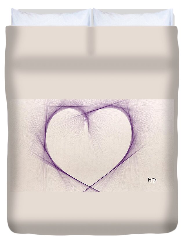 Heart Duvet Cover featuring the mixed media World Cancer Day by Marian Lonzetta