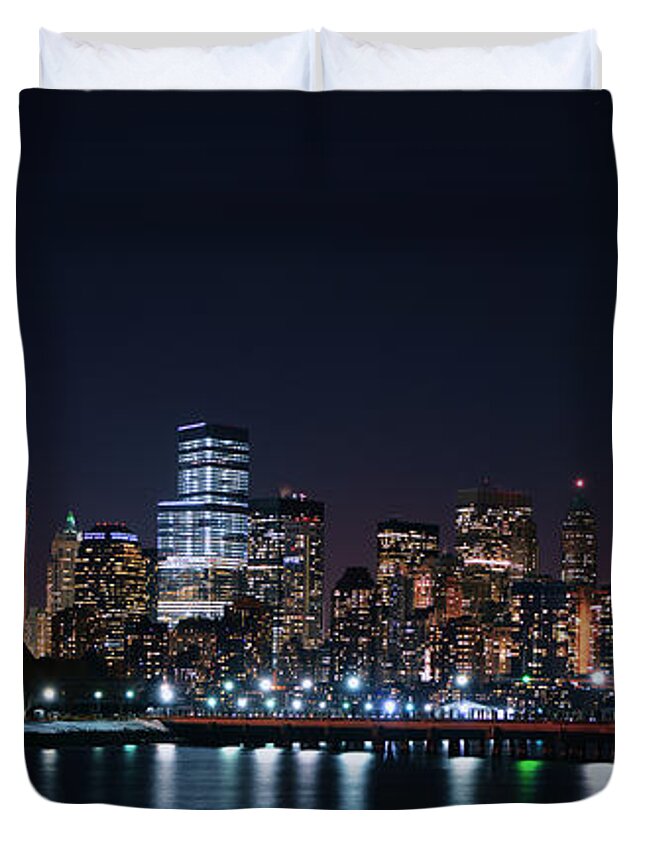Liberty State Park Duvet Cover featuring the photograph World Trade from Liberty State Park by Raymond Salani III