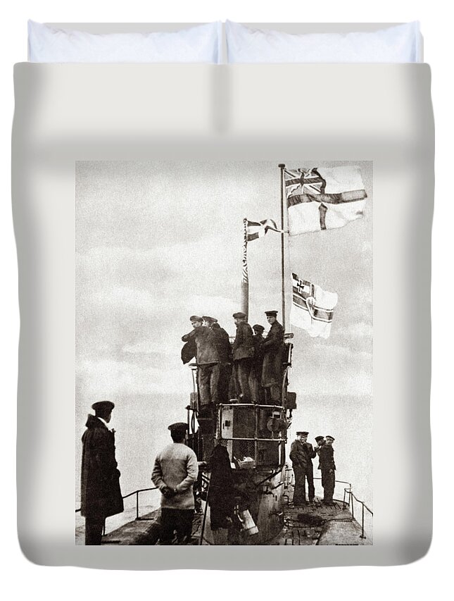 1918 Duvet Cover featuring the photograph World War I U-boat by Granger