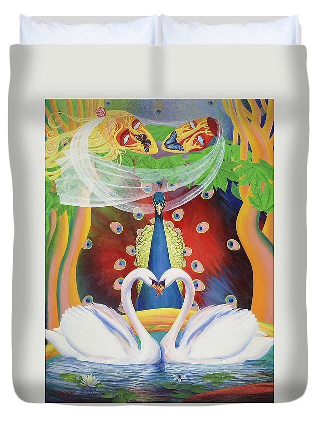 Wrapped In Love Duvet Cover featuring the painting Wrapped in Love by Israel Tsvaygenbaum