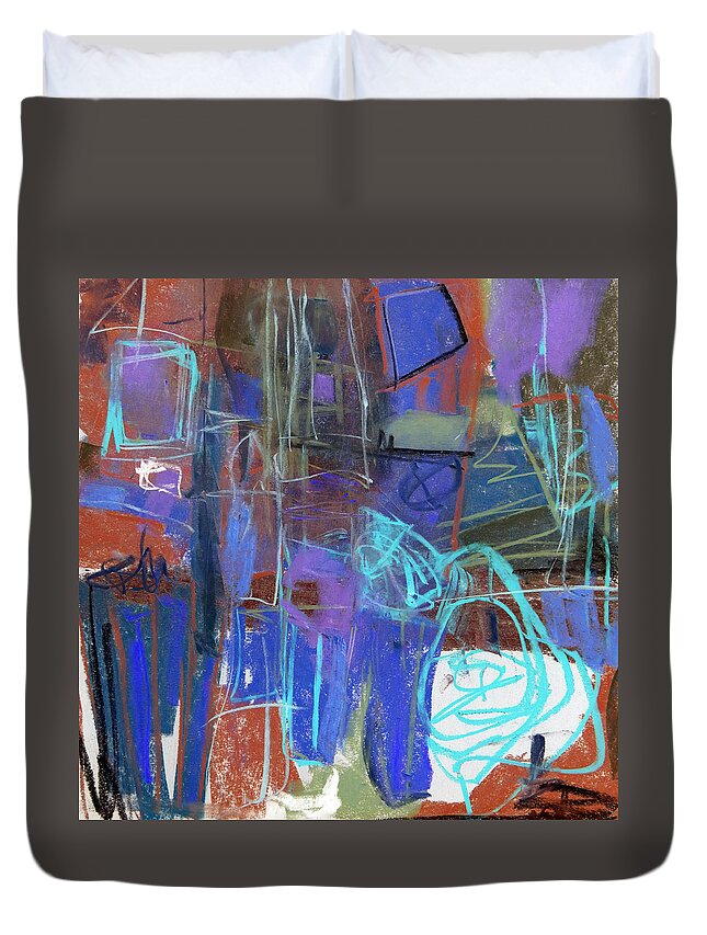 Katieblack Duvet Cover featuring the painting WTF by Katie Black