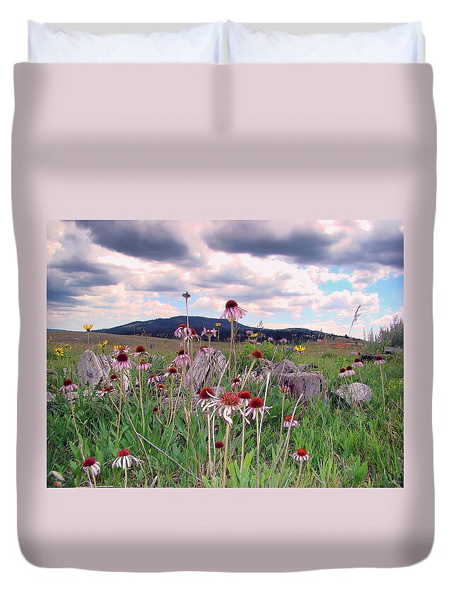 Wyoming Duvet Cover featuring the photograph Wyoming Coneflowers by Cathy Anderson