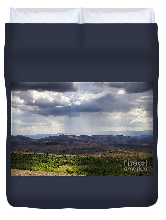 Stormy Duvet Cover featuring the photograph Wyoming Storms by Donna Greene