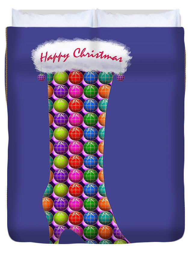Christmas Duvet Cover featuring the digital art Xmas Kinky DollyMix by Deborah Runham