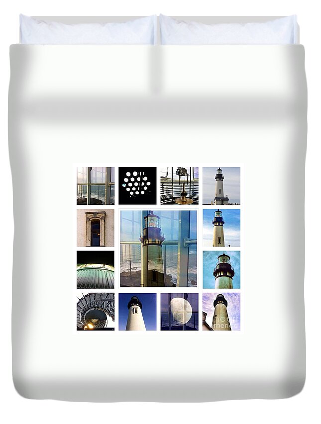 Yaquina Head Lighthouse Essence Duvet Cover featuring the photograph Yaquina Head Lighthouse Essence by Susan Garren