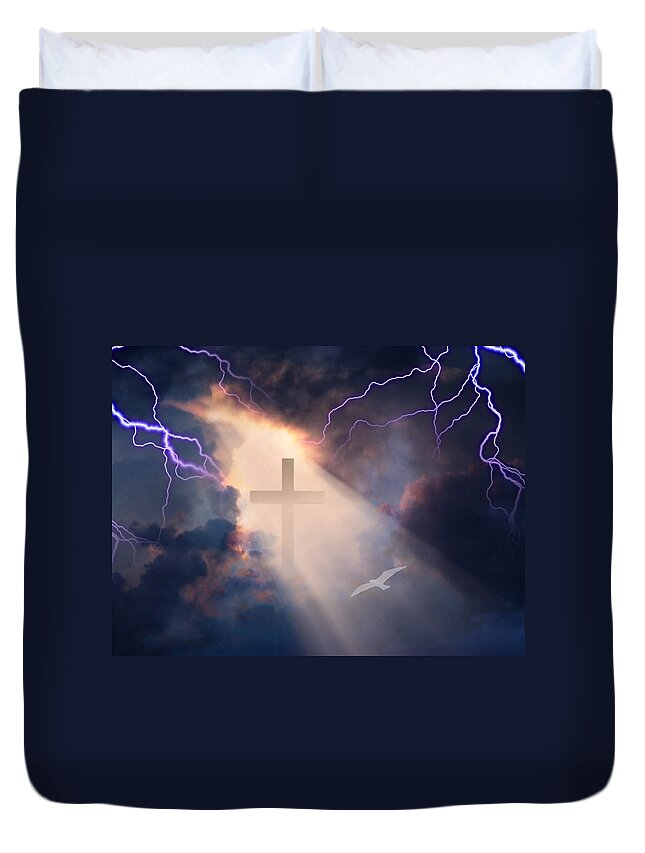 Power Duvet Cover featuring the digital art Yea though I walk by Bruce Rolff