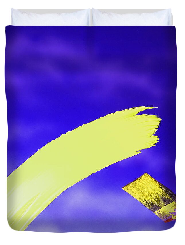 Photo Decor Duvet Cover featuring the photograph Yellow and Blue by Steven Huszar