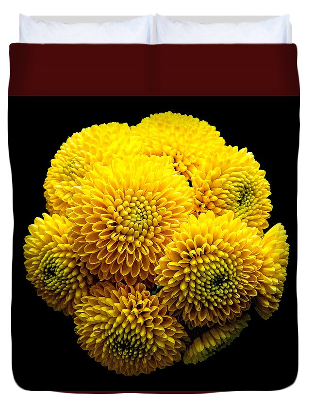 Flowers Duvet Cover featuring the photograph Yellow Chrysanthemum II Still Life Flower Art Poster by Lily Malor
