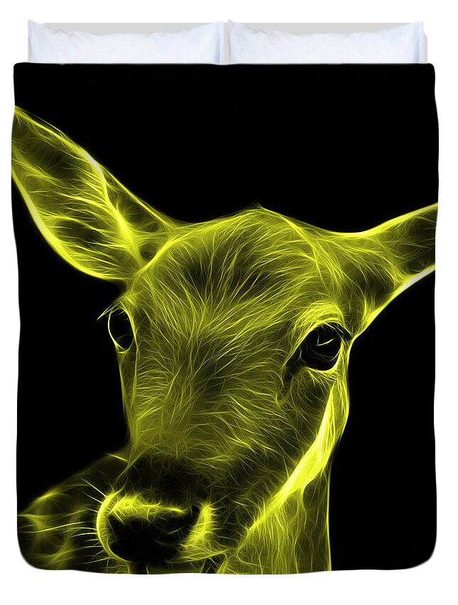 Deer Duvet Cover featuring the digital art Yellow Deer - 0401 F by James Ahn