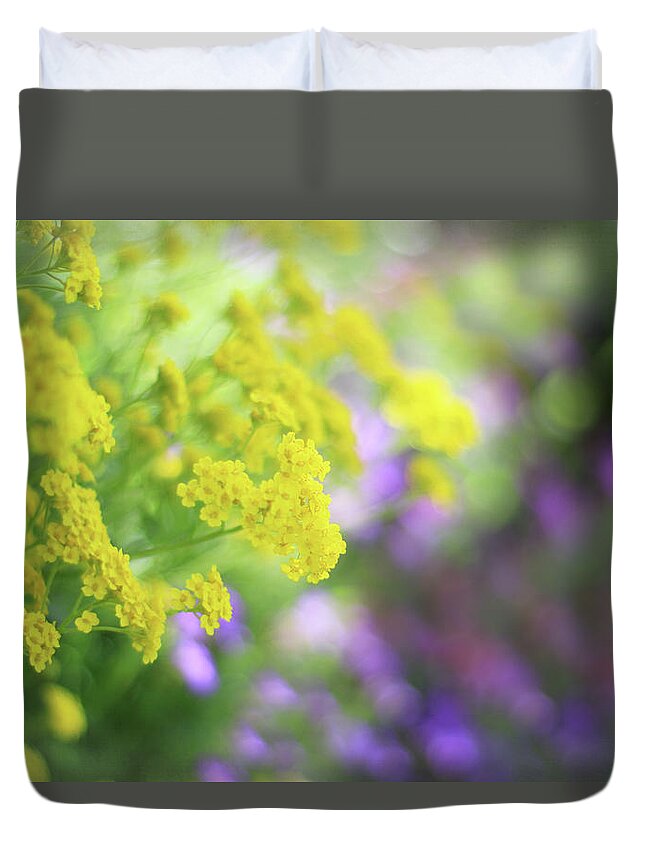 Outdoors Duvet Cover featuring the photograph Yellow Flowers by Carmen Brown Photography