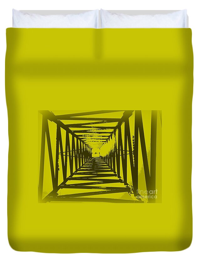 Telephone Canvas Duvet Cover featuring the photograph Yellow Perspective by Clare Bevan