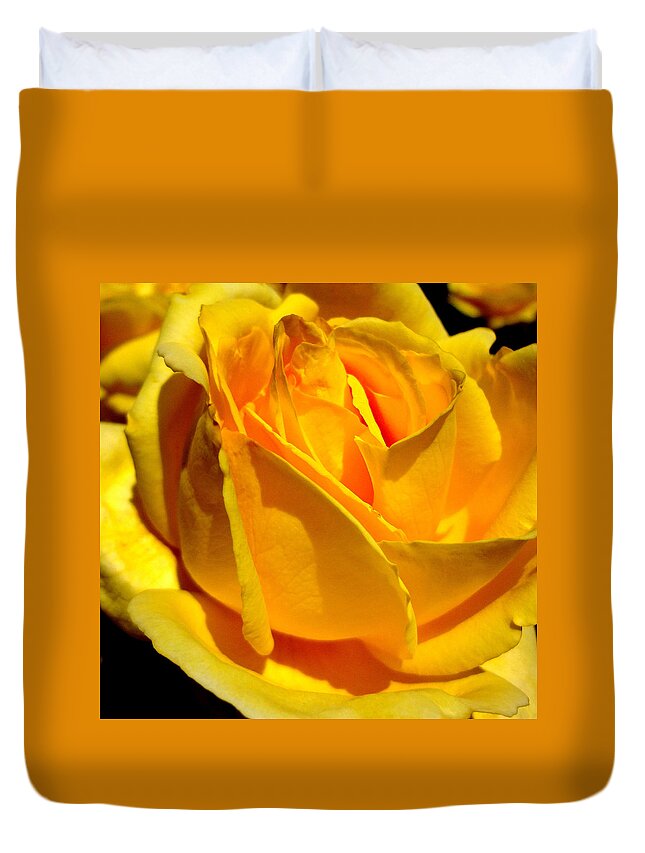 Rose Duvet Cover featuring the photograph Yellow Rose by Katy Hawk
