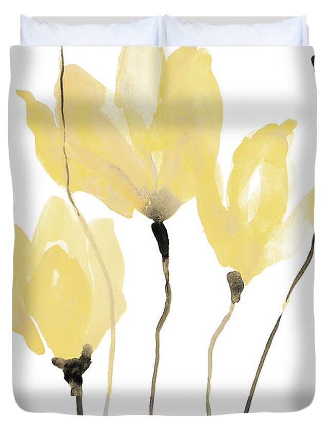 Yellow Duvet Cover featuring the painting Yellow Sway by Lanie Loreth