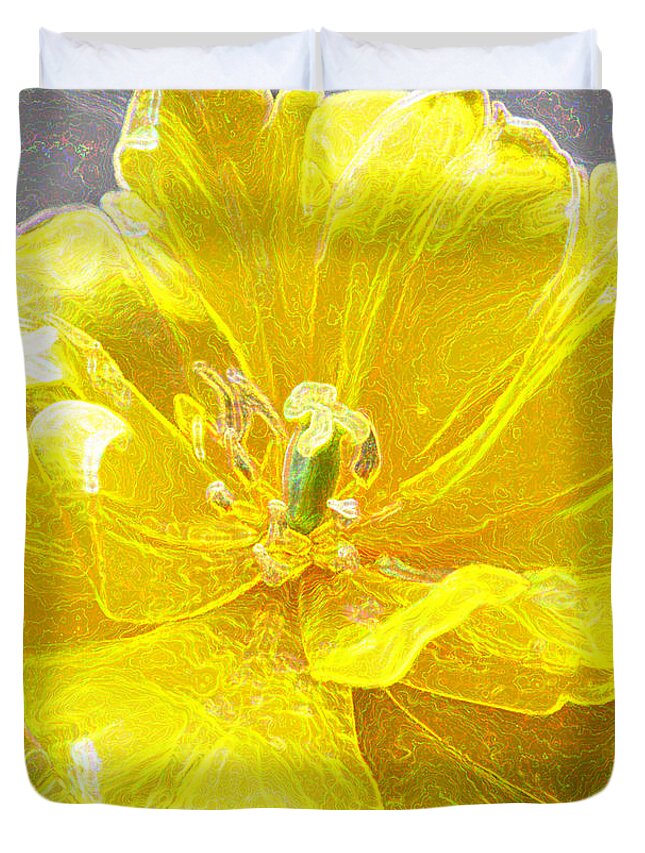 Tulip Duvet Cover featuring the photograph Yellow tenderness by Lali Kacharava