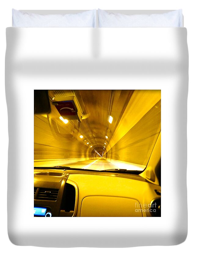 Pittsburgh Duvet Cover featuring the photograph Yellow Tubes by LeLa Becker