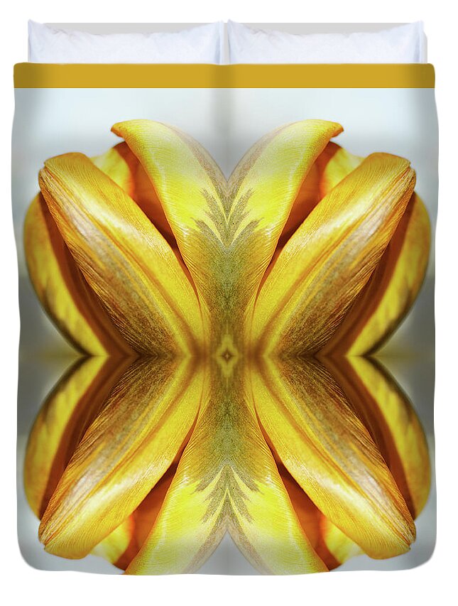 Tranquility Duvet Cover featuring the photograph Yellow Tulip by Silvia Otte