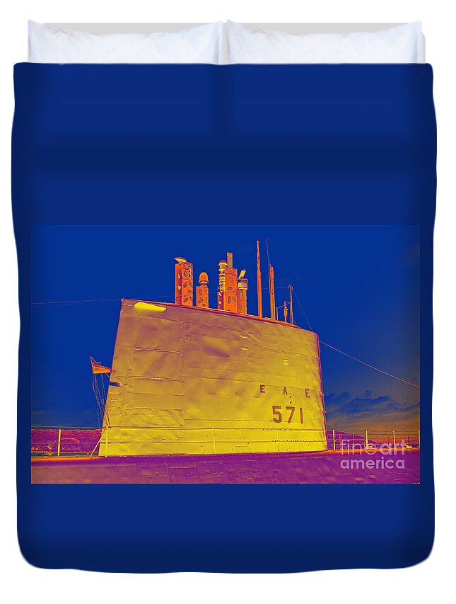 Submarine Duvet Cover featuring the photograph Yellowed Submarine by Joe Geraci