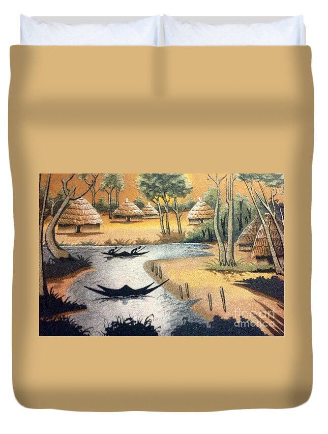 Oasis Gallery Duvet Cover featuring the photograph Yes Village by Fania Simon