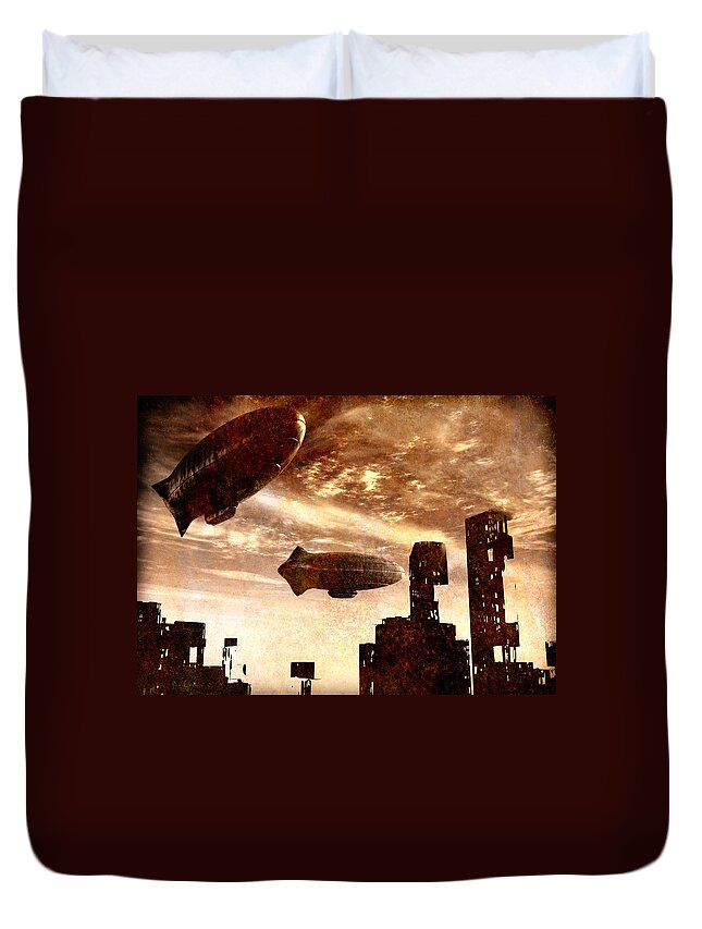 Airship Duvet Cover featuring the painting Yesterday by Bob Orsillo