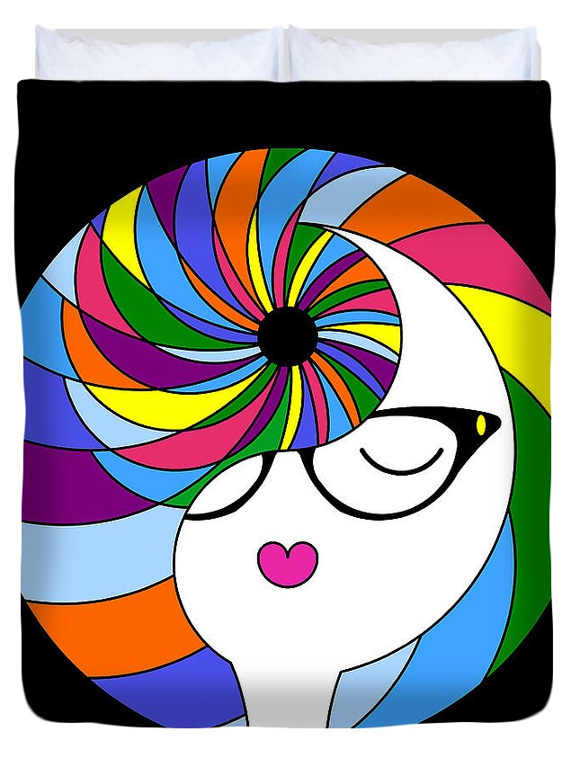 Colorful Duvet Cover featuring the digital art Yin Yang Crown 2 by Randall J Henrie