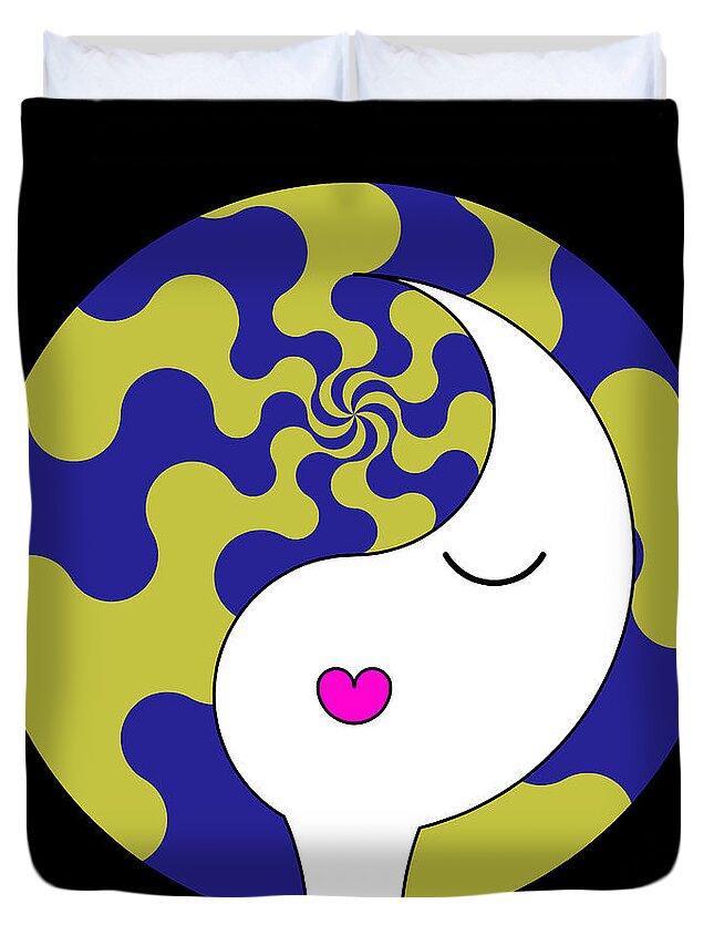 Colorful Duvet Cover featuring the digital art Yin Yang Crown 7 by Randall J Henrie