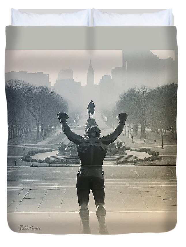 Rocky Duvet Cover featuring the photograph Yo Adrian by Bill Cannon