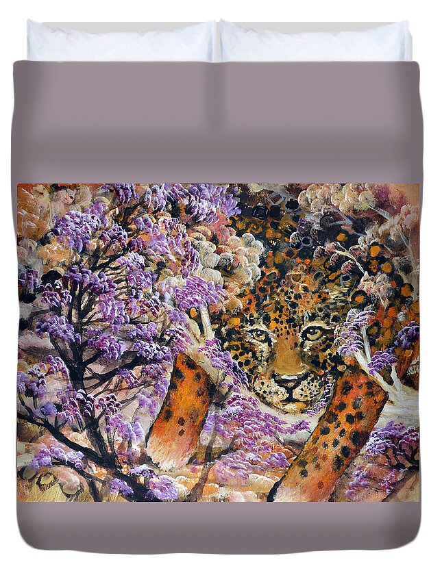 Leopard Duvet Cover featuring the painting You are PRRrrrerfect Just The Way You Are by Ashleigh Dyan Bayer