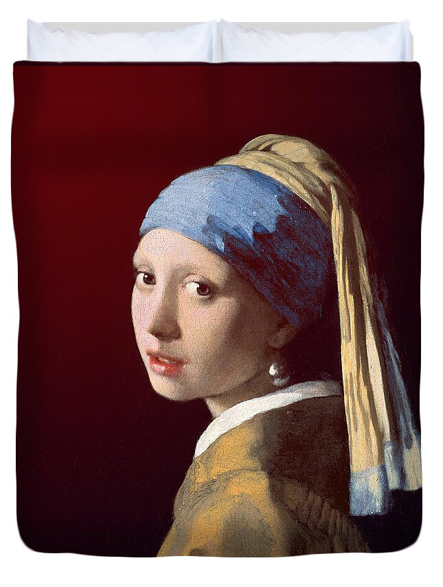 Johannes Vermeer Painting Duvet Cover featuring the painting Young Lady by David Bridburg
