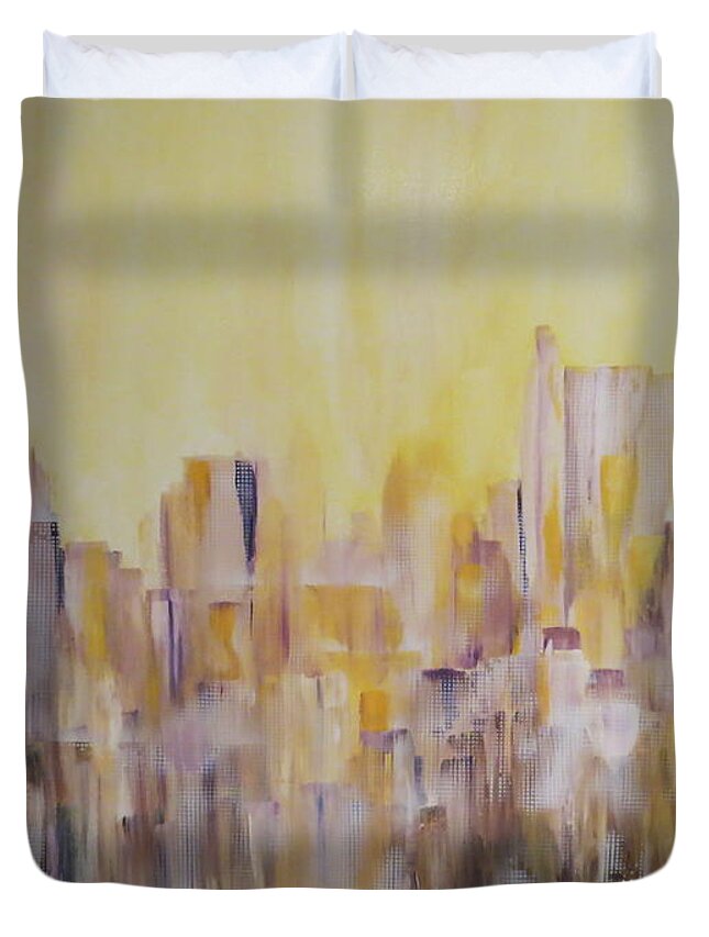 Cityscape Duvet Cover featuring the painting Your View?  by Soraya Silvestri