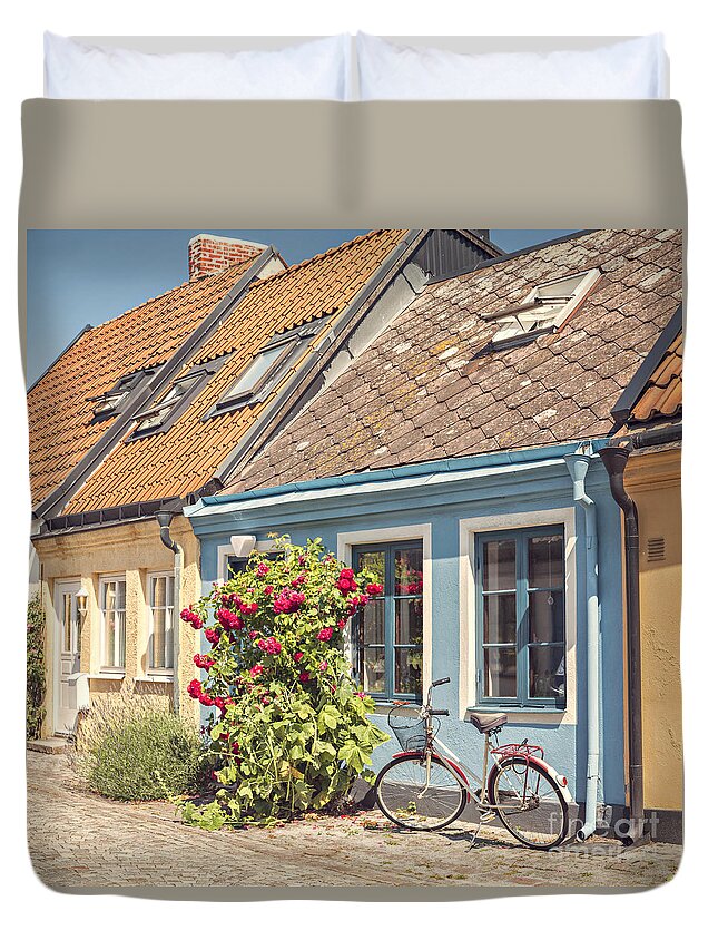 Ystad Duvet Cover featuring the photograph Ystad cottages by Sophie McAulay