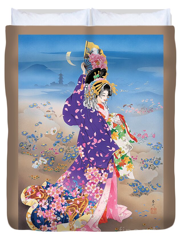 Haruyo Morita Digital Art Duvet Cover featuring the digital art Yugiri by MGL Meiklejohn Graphics Licensing