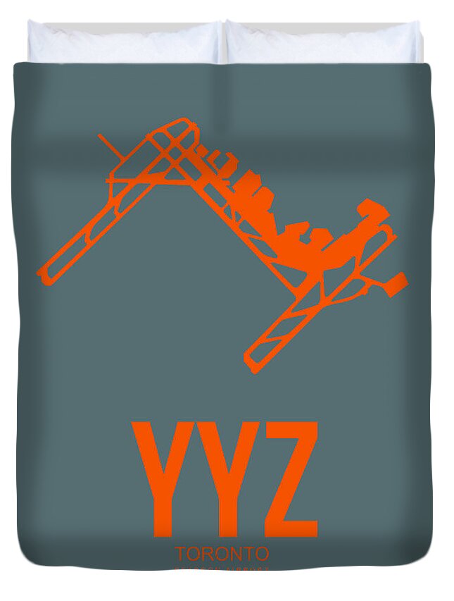 Toronto Duvet Cover featuring the digital art YYZ Toronto Airport Poster by Naxart Studio