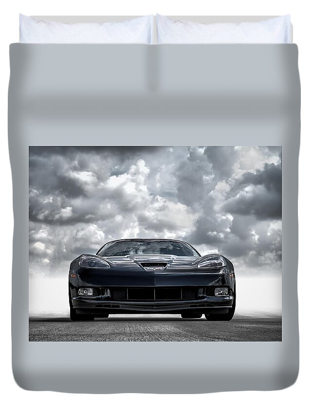 Corvette Duvet Cover featuring the digital art Z06 by Douglas Pittman