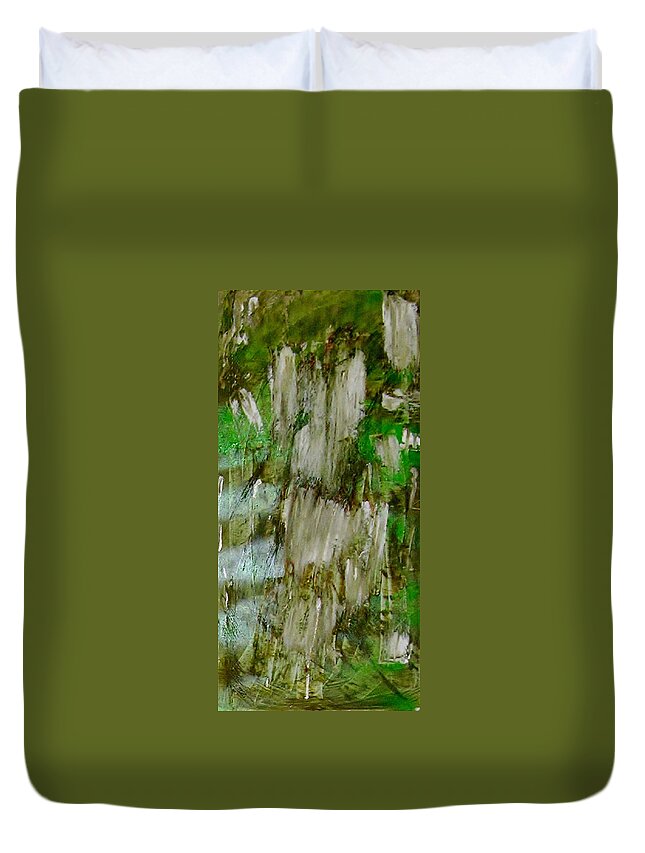 Acryl Painting Artwork Duvet Cover featuring the painting Y - grass by KUNST MIT HERZ Art with heart