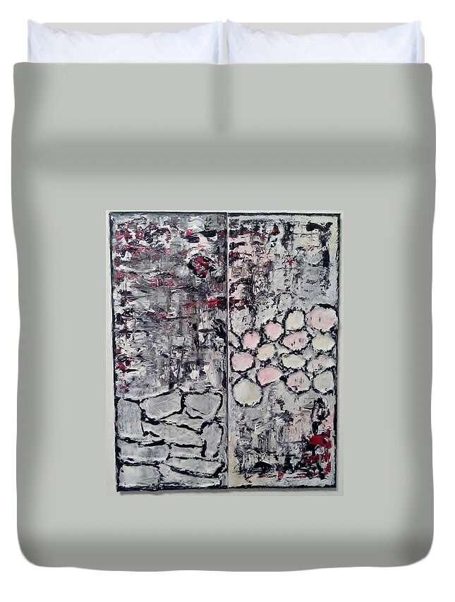 Abstract Painting Duvet Cover featuring the painting Z8 - reptil by KUNST MIT HERZ Art with heart