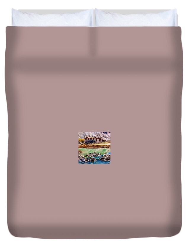 Beautiful Duvet Cover featuring the photograph Zanskari House by Aleck Cartwright
