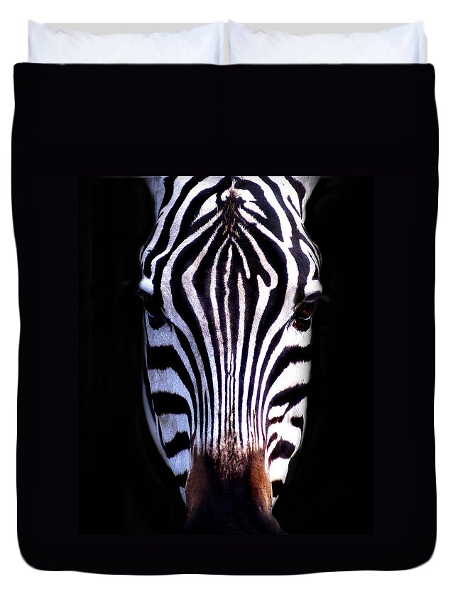 Zebra Duvet Cover featuring the photograph ZEB by Skip Willits