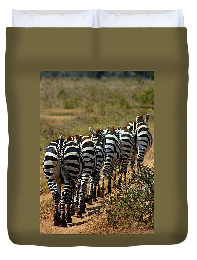Zebra Duvet Cover featuring the photograph Zebra by Amanda Stadther
