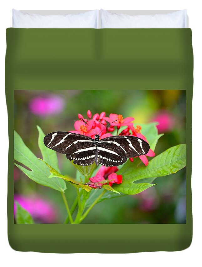 Zebra Duvet Cover featuring the photograph Zebra Butterfly by Richard Bryce and Family