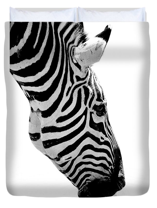 Zebra Duvet Cover featuring the photograph Zebra by Elizabeth Budd