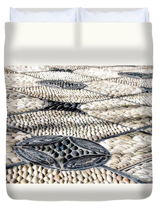 Chinese Duvet Cover featuring the photograph Zen Pathway by Peggy Hughes