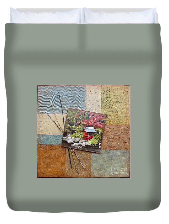 Texture Duvet Cover featuring the mixed media Zen Tranquility				 by Phyllis Howard